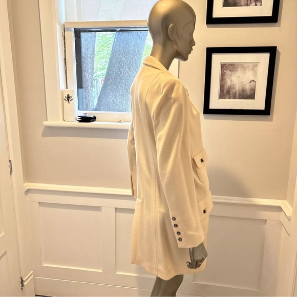 SONIA RYKIEL PARIS COAT Jacket CREAM Off WHITE 42/12 Turn Key Lock Silver button - Picture 11 of 15